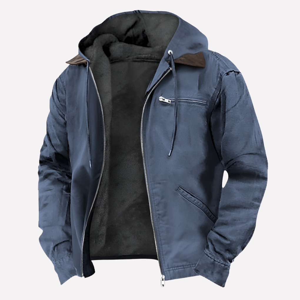 Men's Hooded Jacket Waterproof Zipper Pockets