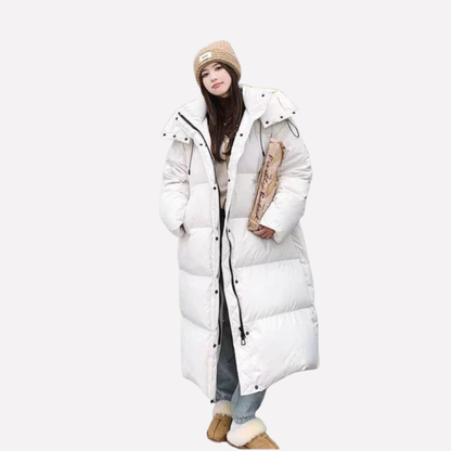 Women's Long Puffer Coat Hooded - VibreMode
