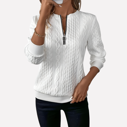 Women's Cable Knit Sweater Zipper Front - VibreMode