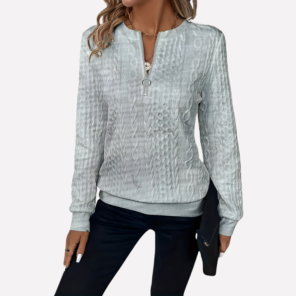 Women's Cable Knit Sweater Zipper Front