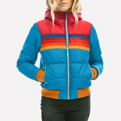 Women's Quilted Hooded Zipper Jacket - VibreMode