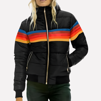 Women's Quilted Hooded Zipper Jacket