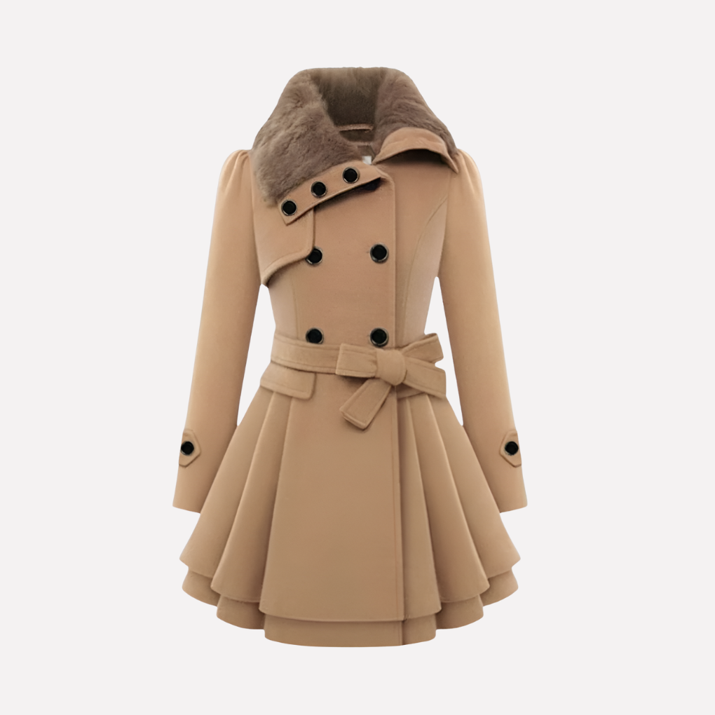 Women's Winter Coat Button Front Belted - VibreMode
