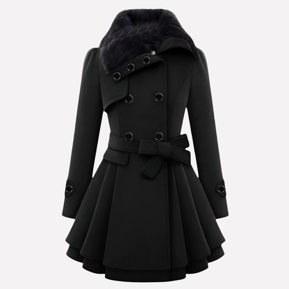 Women's Winter Coat Button Front Belted