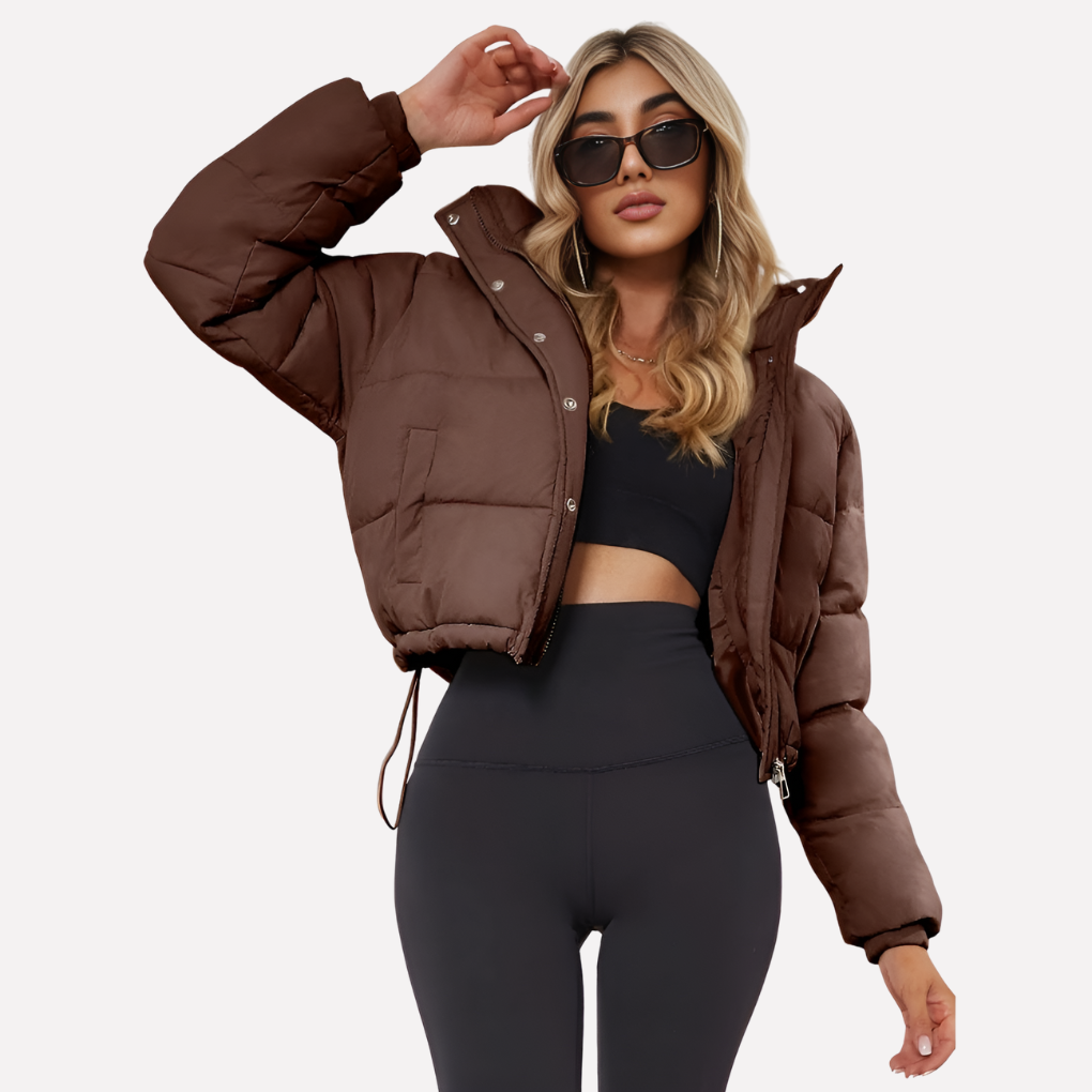 Women's Hooded Short Jacket Front Zip - VibreMode