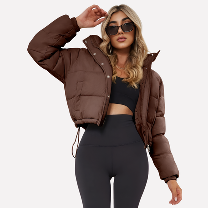 Women's Hooded Short Jacket Front Zip - VibreMode