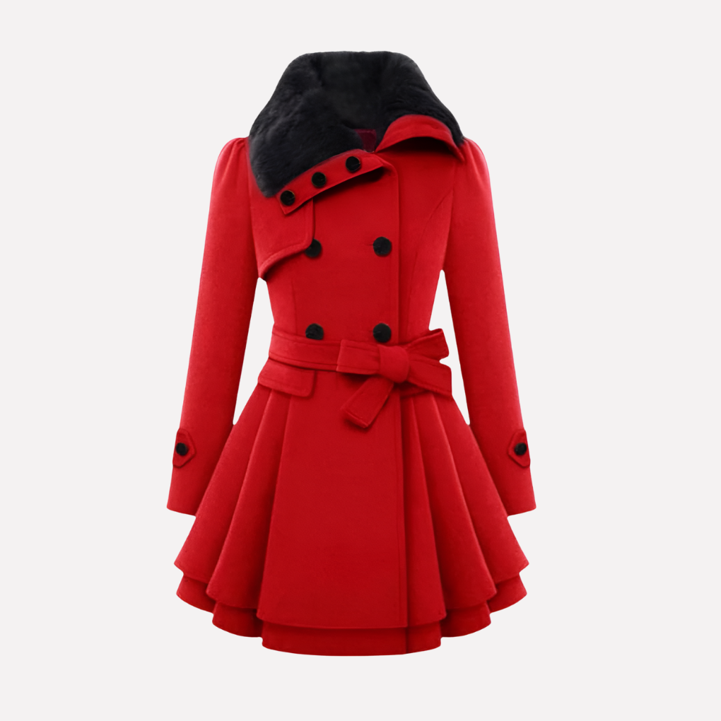 Women's Winter Coat Button Front Belted