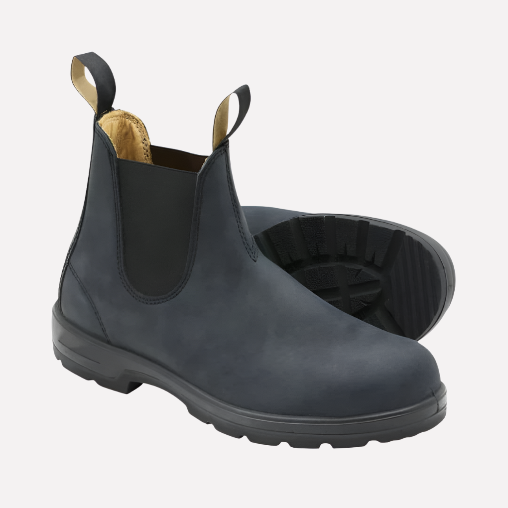 Unisex Chelsea Boots Slip-On Leather Black - VibreMode