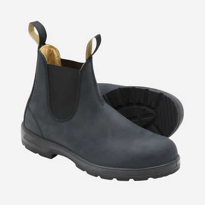 Unisex Chelsea Boots Slip-On Leather Black - VibreMode