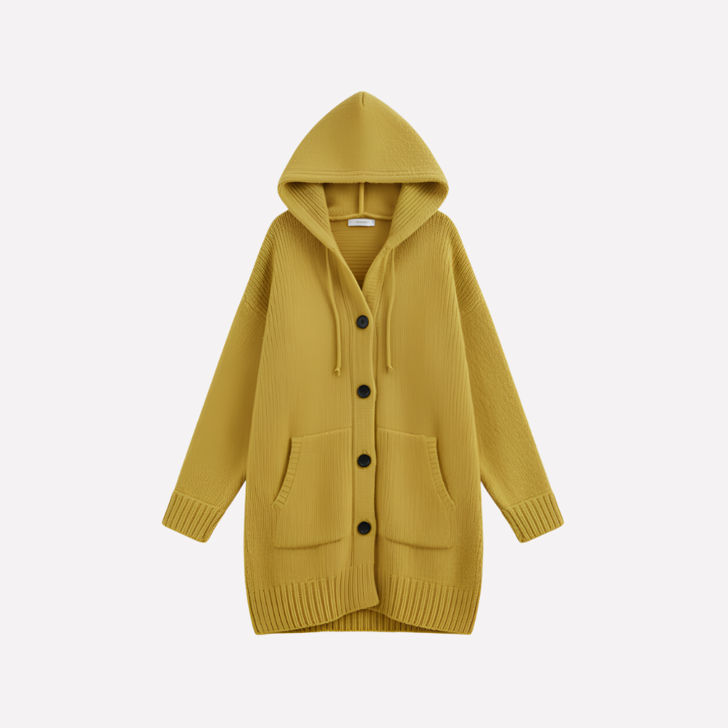 Women's Long Hooded Cardigan Sweater - VibreMode