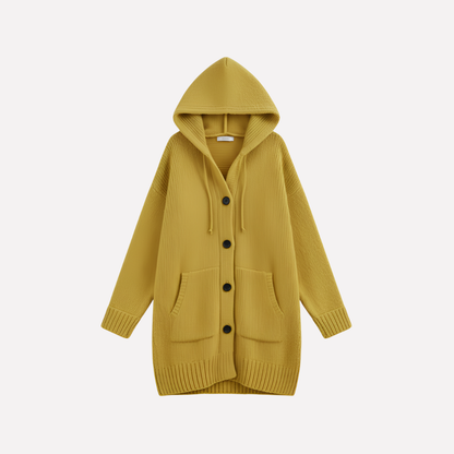 Women's Long Hooded Cardigan Sweater - VibreMode
