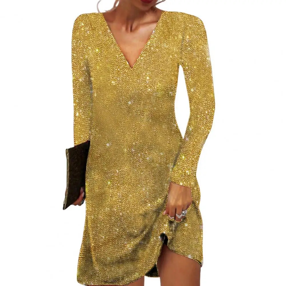 Fiona | Ladies' Chic V Neck Knee Length Dress - VibreMode
