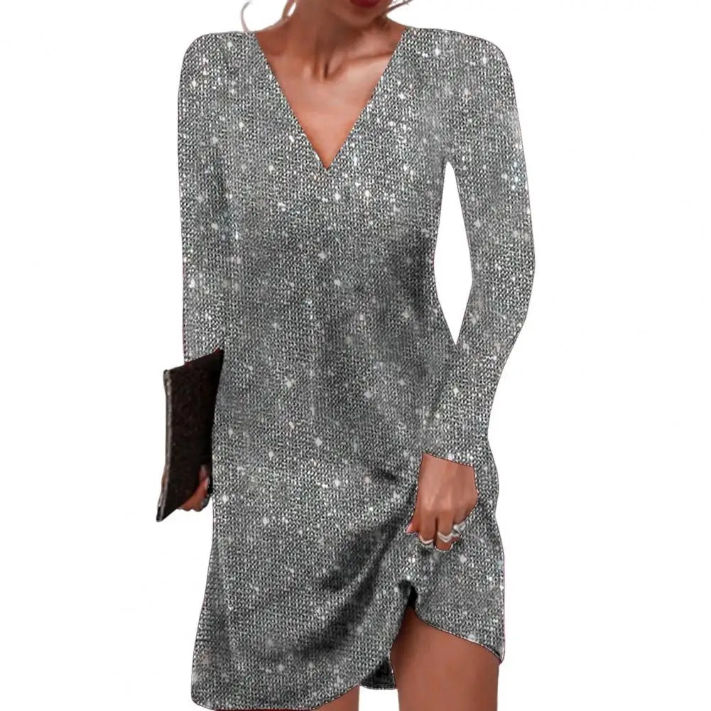 Fiona | Ladies' Chic V Neck Knee Length Dress