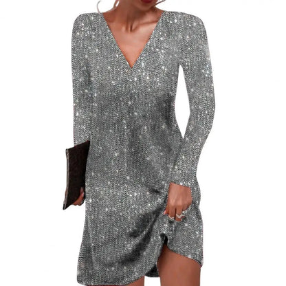 Fiona | Ladies' Chic V Neck Knee Length Dress
