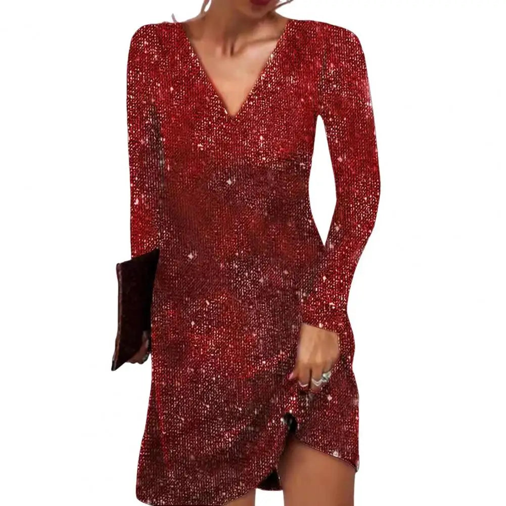 Fiona | Ladies' Chic V Neck Knee Length Dress