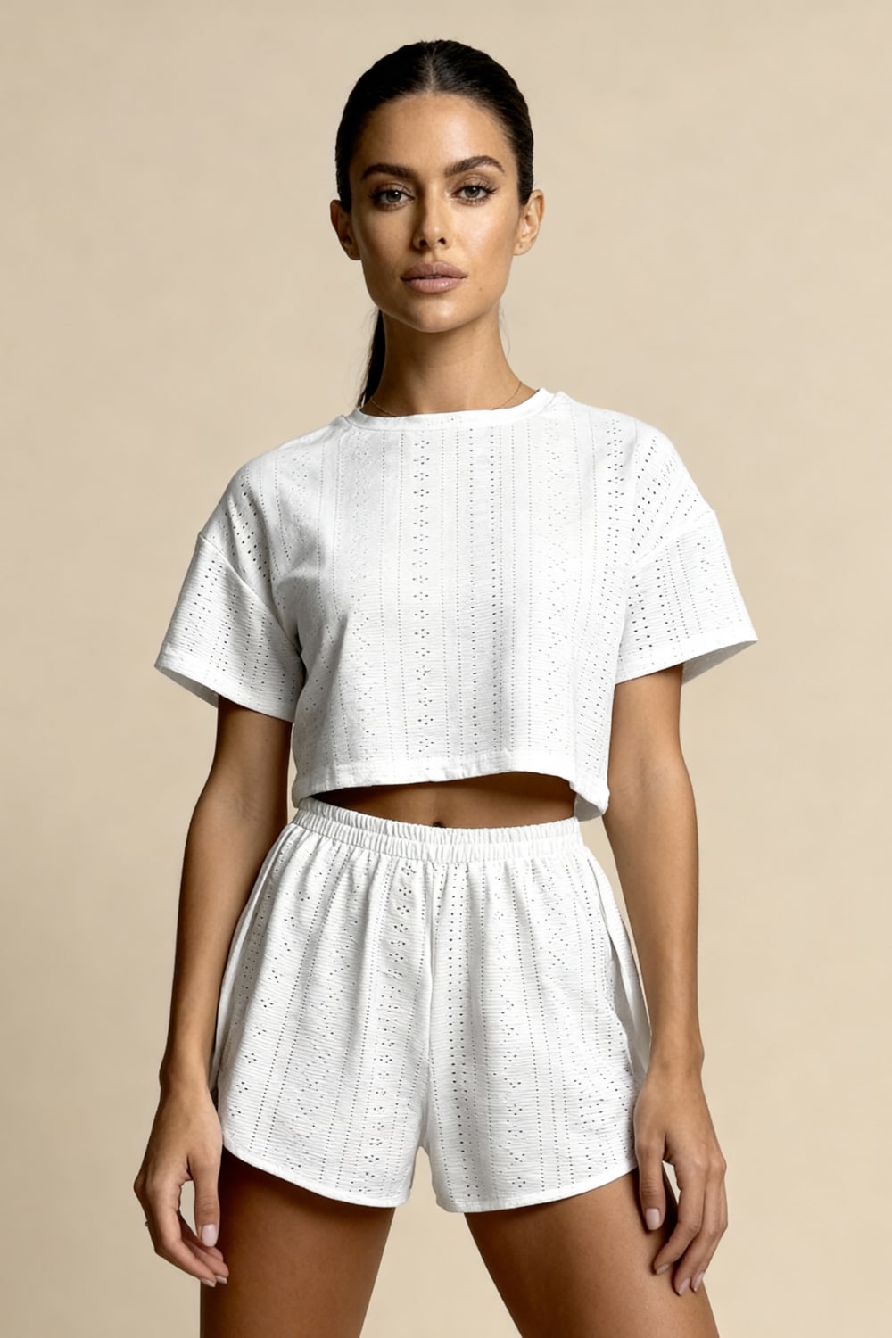Women's Summer Pajama Set Cotton Cropped and Shorts - VibreMode