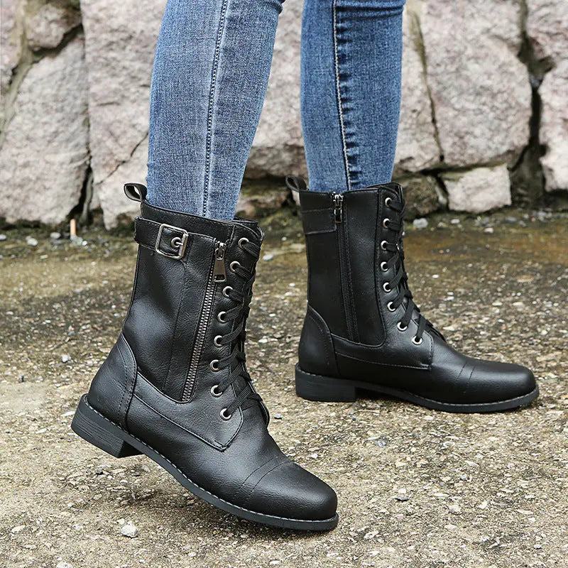 Classic Lace-Up Black Ankle Boots for Women – Timeless Style & All-Day Comfort