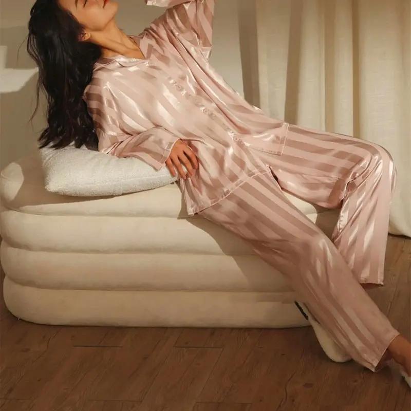 Women's Striped Pajama Set Soft Cotton Comfortable - VibreMode