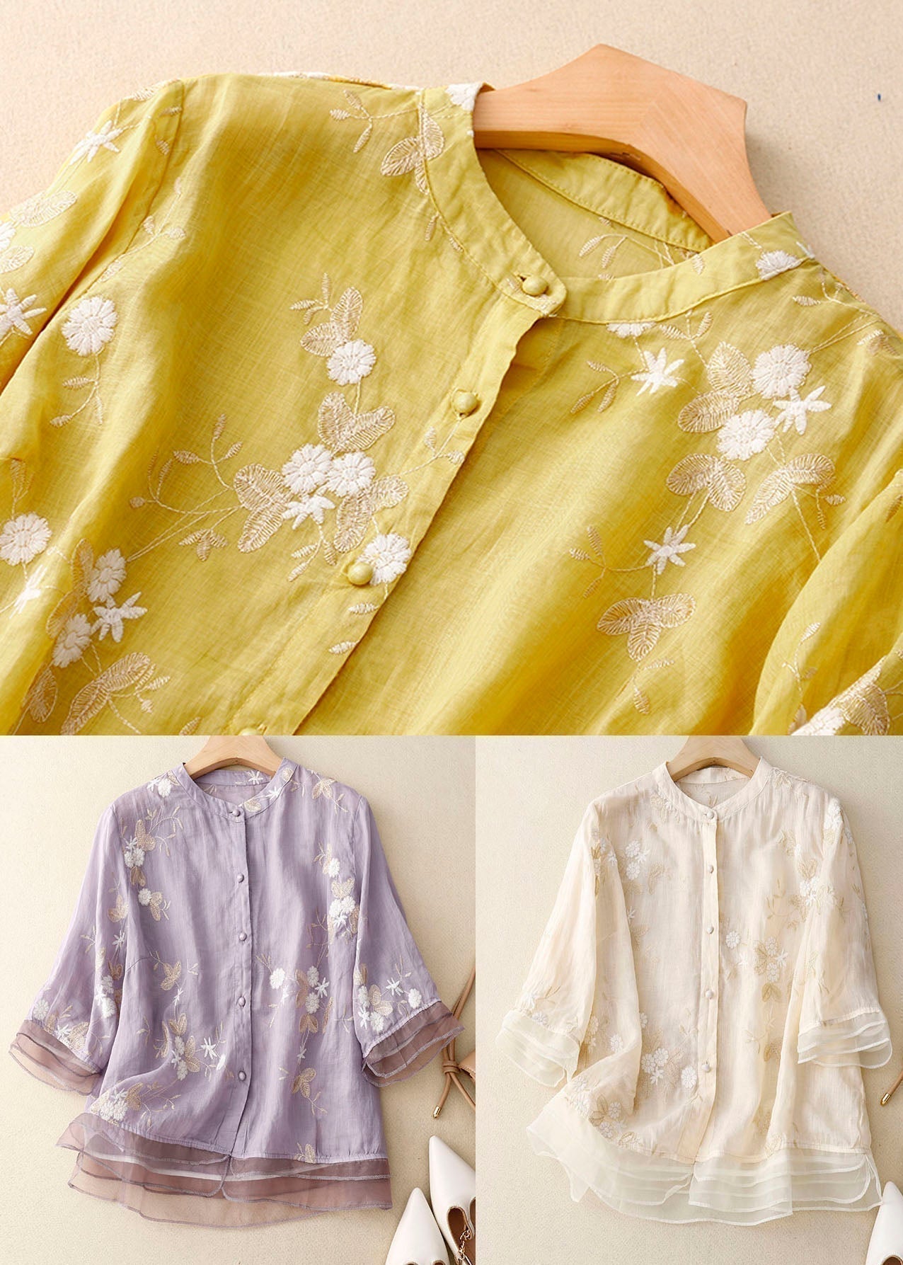 Elegant Women's Blouse with Flower Details