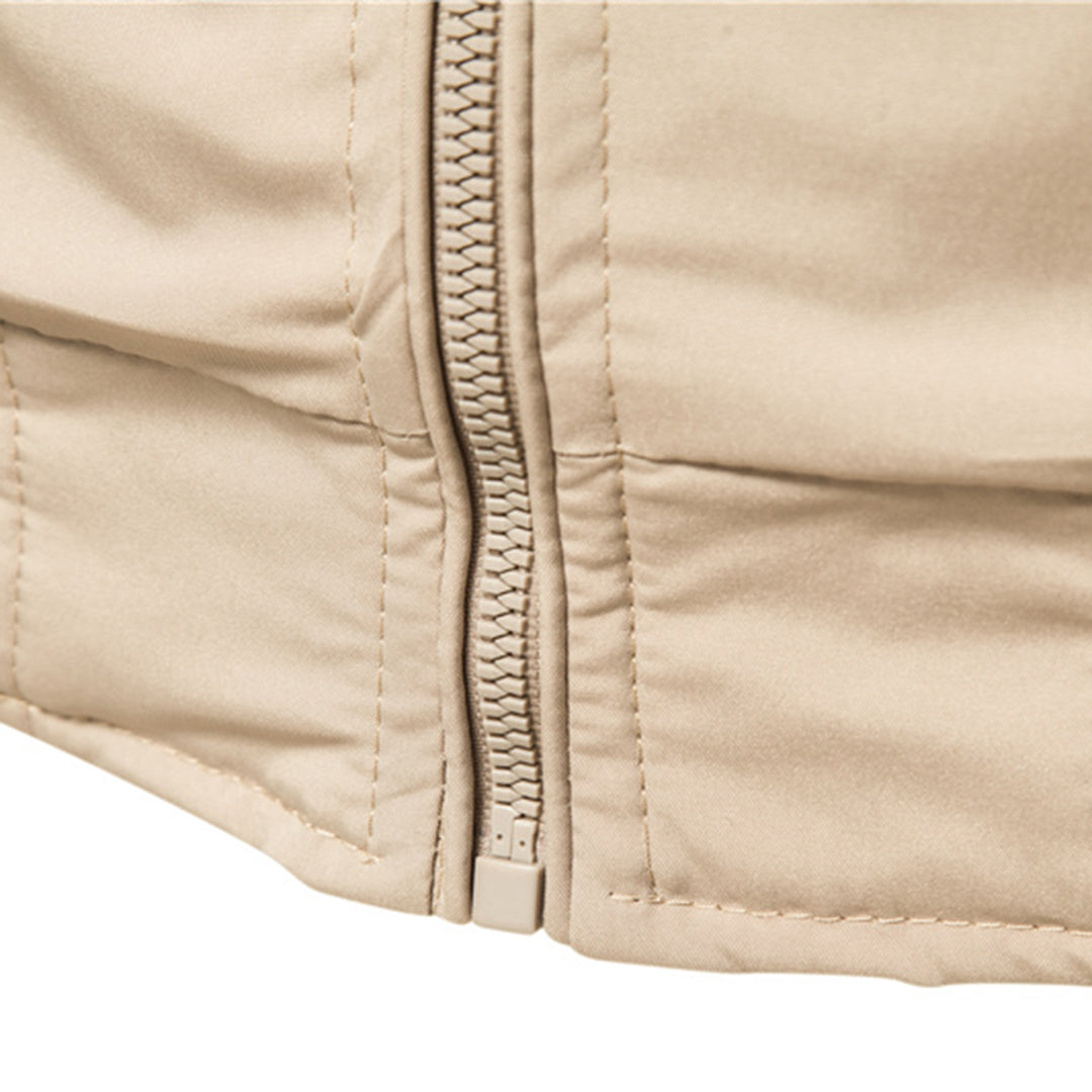 Men's Bomber Jacket Zip-Up Ribbed Collar