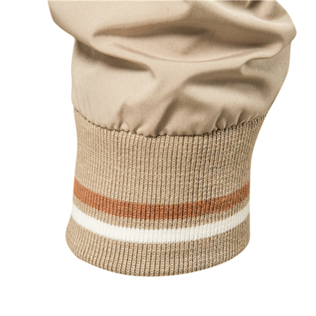 Men's Bomber Jacket Zip-Up Ribbed Collar
