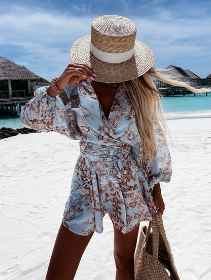 Women's Two-Piece Shorts Blouse Summer Set
