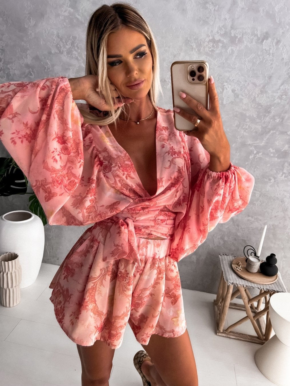 Women's Two-Piece Shorts Blouse Summer Set