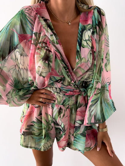 Women's Two-Piece Shorts Blouse Summer Set
