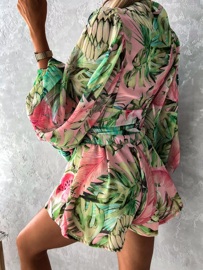 Women's Two-Piece Shorts Blouse Summer Set