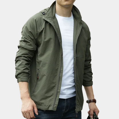 Men's Lightweight Cargo Jacket Breathable Summer Beige