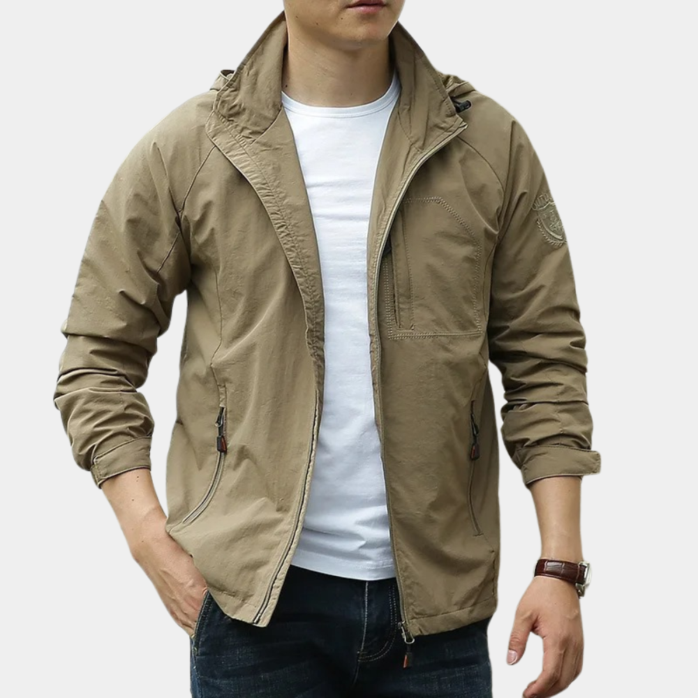 Men's Lightweight Cargo Jacket Breathable Summer Beige