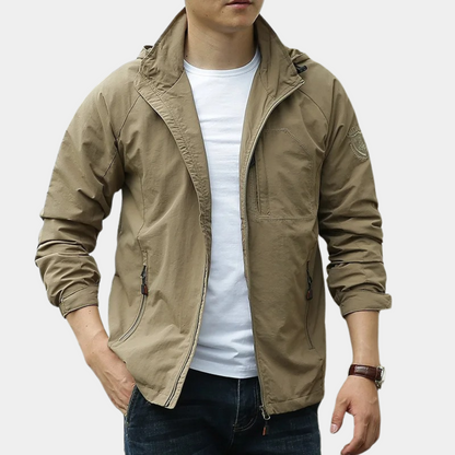 Men's Lightweight Cargo Jacket Breathable Summer Beige