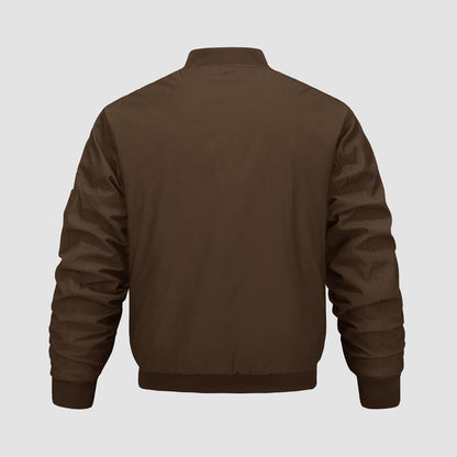 Men's Quilted Bomber Jacket Windproof Nylon Black