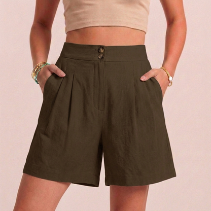 Women's Relaxed Fit Paperbag Shorts Tailored Pockets