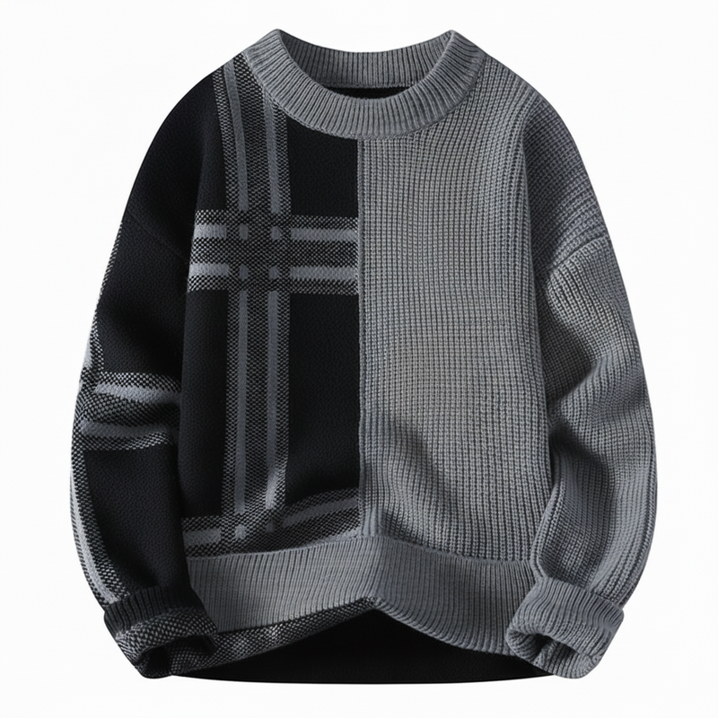 Men's Plaid Sweater Color Block - VibreMode