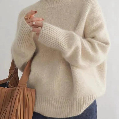Women's Oversized Ribbed Turtleneck Sweater - VibreMode