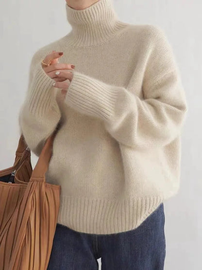 Women's Linen Turtleneck Sweater - VibreMode