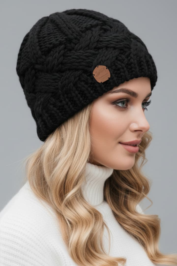 Women's Knit Beanie Thick Wool Folded Brim