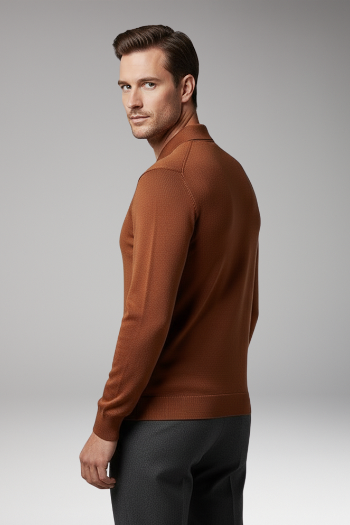 Men's Polo Sweater Quarter Zip Ribbed