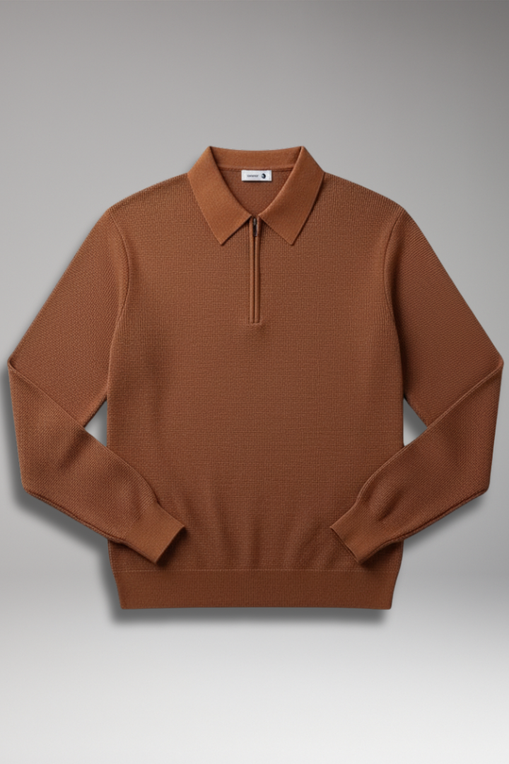 Men's Polo Sweater Quarter Zip Ribbed - VibreMode