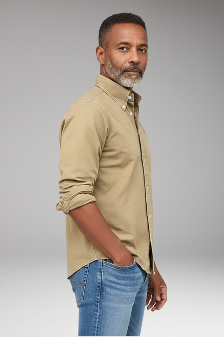 Men's Button Front Dress Shirt with Cuffs