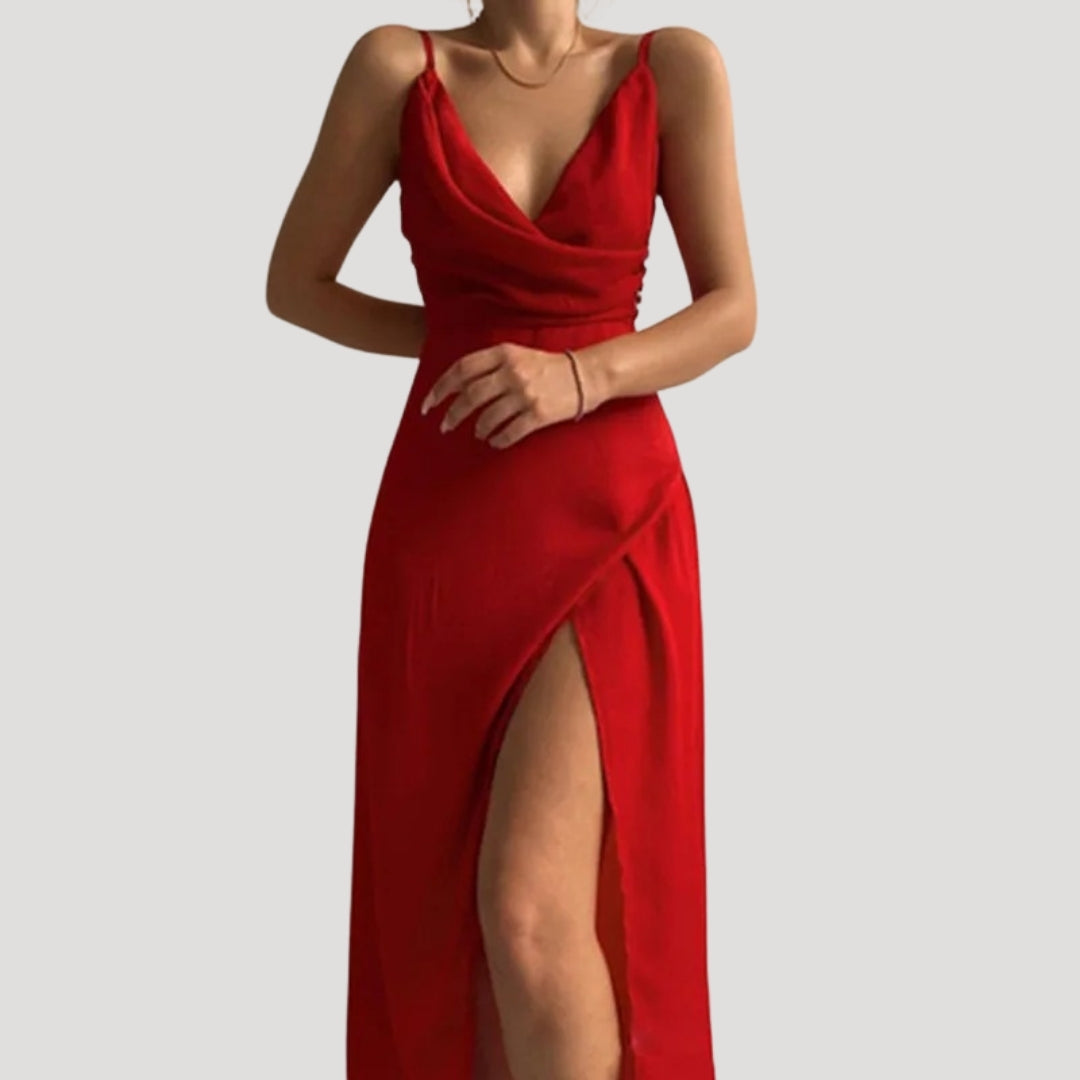 Elegant Ladies Long Slit Maxi Dress - VibreMode