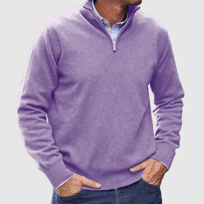 Men's Knit Half-Zip Jumper Ribbed Cuffs