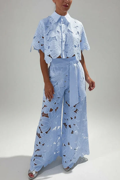 Women's Wide Leg Cutout Pants Set