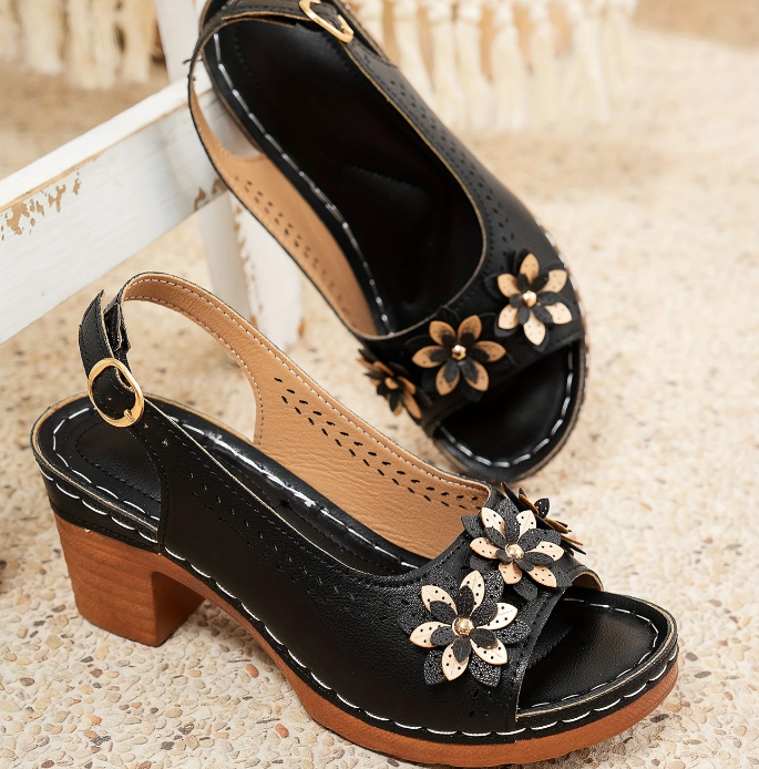 Brown Buckle Ankle Strap Flat Sandals