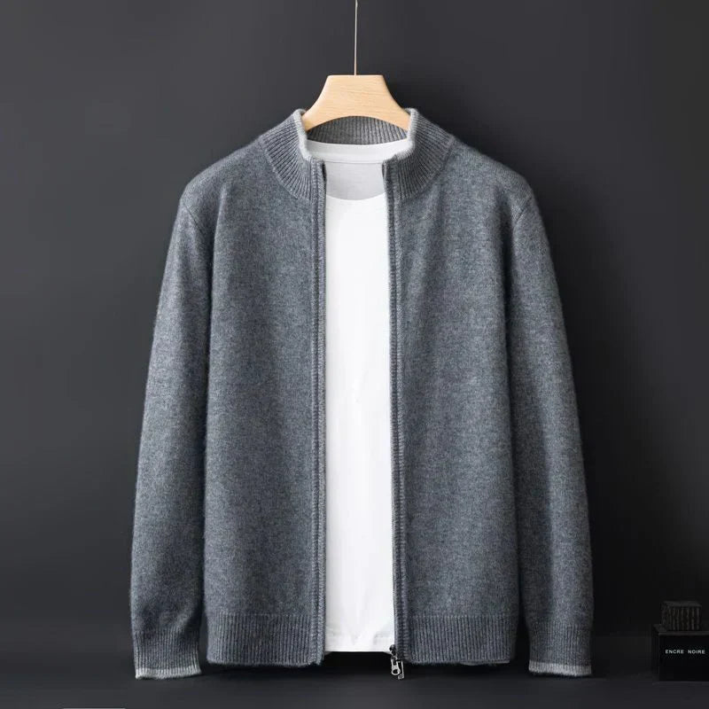 Men's Cashmere Zip Jacket Warm Beige