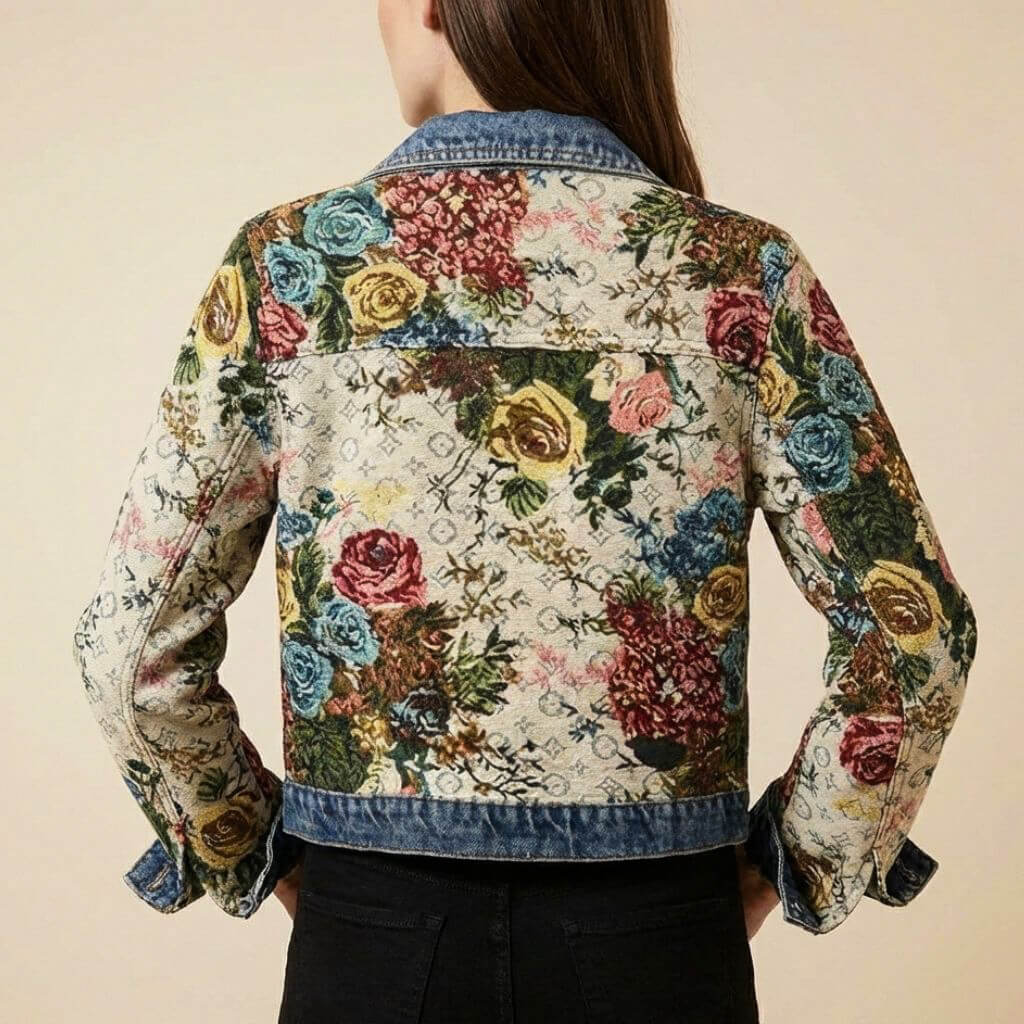 Beautiful Flower Embroidered Jeans Jacket
