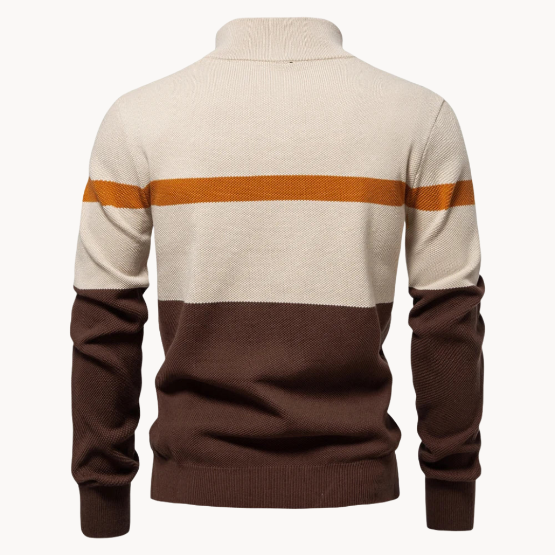 Men's Color Block Quarter-Zip Sweater Casual