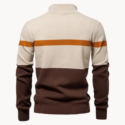 Men's Color Block Quarter-Zip Sweater Casual