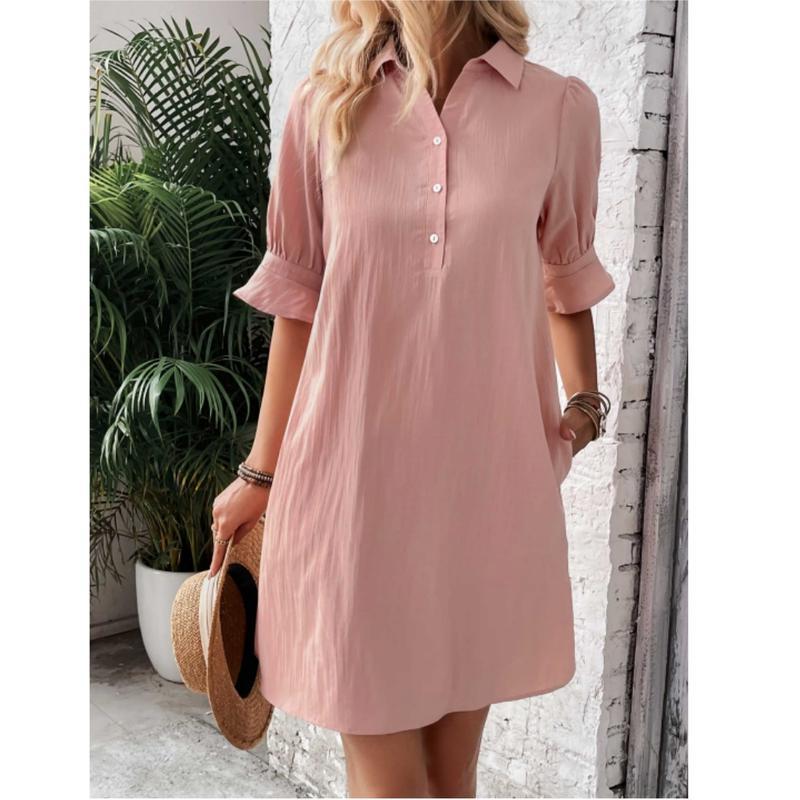 Classic Fit Women's 3/4 Sleeve Shirt Dress